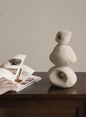 栗石【石来运转】侘寂风水泥做旧摆件家居酒柜创意几何艺术装饰品