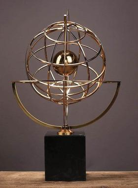 轻奢地球仪金属摆件欧式办公室饰品客厅样板房玄关酒柜书房摆设
