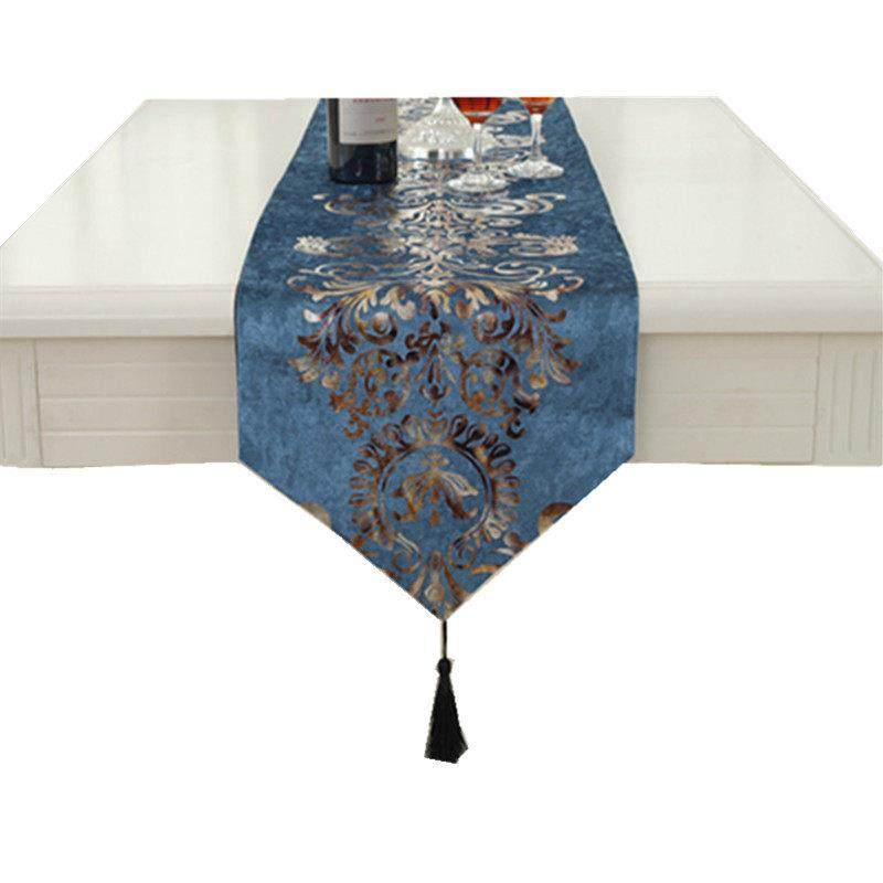 高档 蓝色欧式时尚简约现代 奢华新古典西餐桌旗茶几旗电视柜布巾,淘宝优惠券,粉丝福利购,淘宝优惠卷