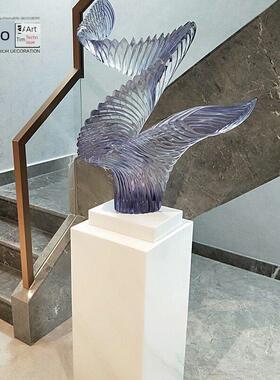 纯白色大理石底座酒店高档岩板柱子展示台雕塑摆件墩子基座增高台