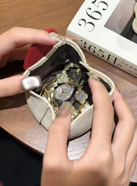 头层牛皮爱心硬币小钱包可爱撞色便携零钱包耳机数据线收纳首饰包