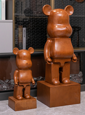 速发熊落地客厅大摆件存钱罐美式胡桃木简约新中式电视柜装饰