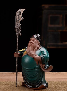 速发新中关陶瓷人物厅公摆件关二爷武财神镇宅客式玄关桌面