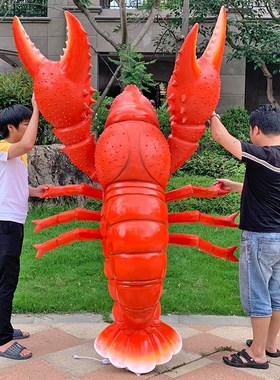 大型仿真小龙虾发光雕塑海鲜馆门口迎宾摆件夜市R排档店铺门头招