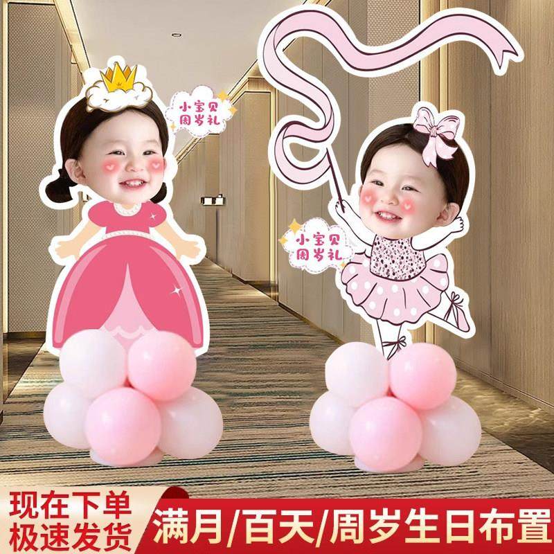 周岁生日布置男女孩卡通气球立柱迎宾牌儿童简约照片定制kt板装饰,淘宝优惠券,粉丝福利购,淘宝优惠卷