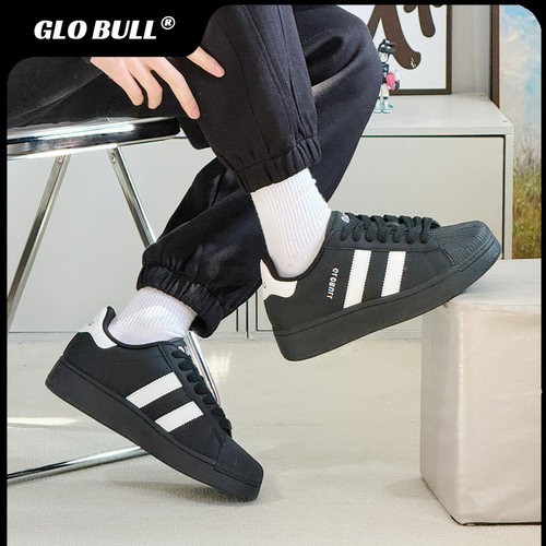 GLO BULL春季新款软底轻便板鞋黑色运动休闲鞋男款厚底增高潮鞋男 - 图1