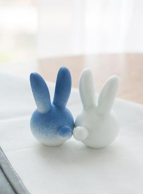 北欧陶瓷兔子手工创意家居装饰品 桌面可爱小摆件送女生生日礼物