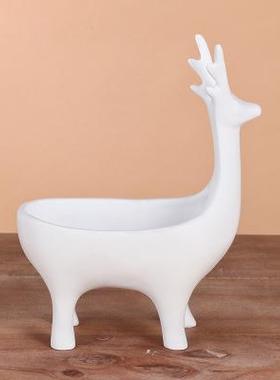 客厅手工萌鹿收纳盒小摆件现代简约装饰品创意家居玄关麋鹿工艺品