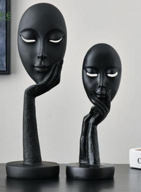 思考抽象人物客厅摆件家居软装饰品卧室办公书房个性欧式面具摆设