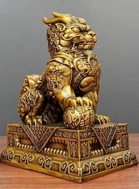 全铜麒麟摆件公母一对家居办公室聚财纳福吉祥物乔迁开业礼品大号