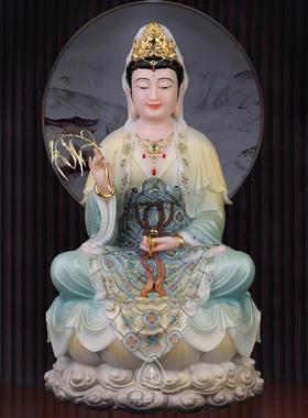 汉白玉观世音菩萨佛像台湾观自在菩萨坐莲南海观音菩萨慈航道人像