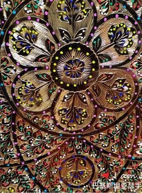 巴基斯坦铜雕背景墙装饰挂盘博古架玄关电视柜客厅圆圆满满摆件