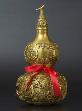 八卦铜葫芦摆件带盖开口客厅玄关酒柜办公室桌面装饰开业乔迁礼品