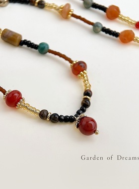 【秋意】新中式民族风天然石长款项链女复古文艺秋冬款国风毛衣链