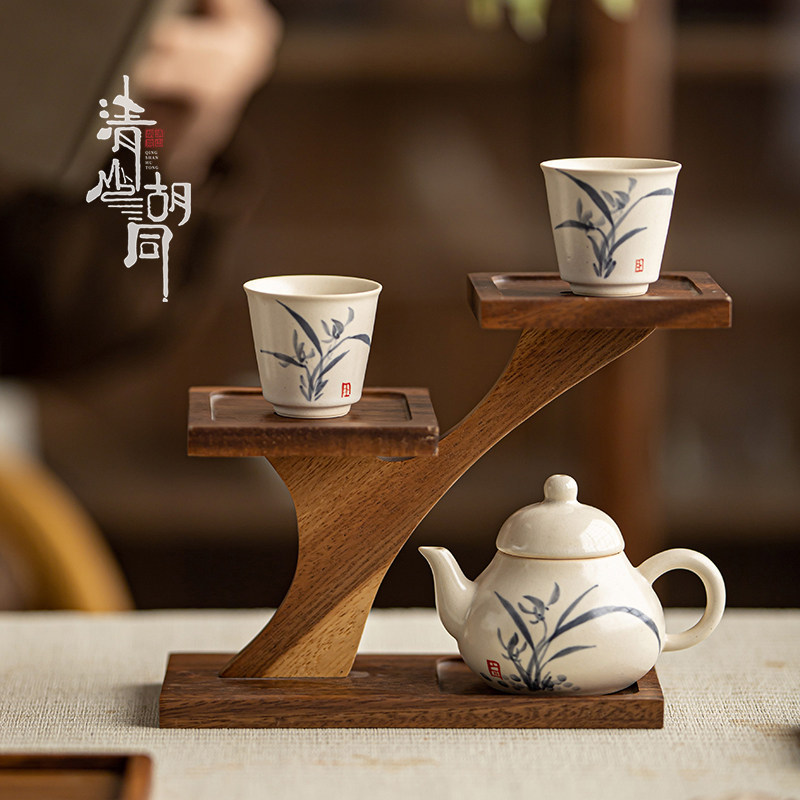 清山胡同胡桃木茶具收纳架中式茶杯茶壶盖碗展示架博古架茶道配件,淘宝优惠券,粉丝福利购,淘宝优惠卷