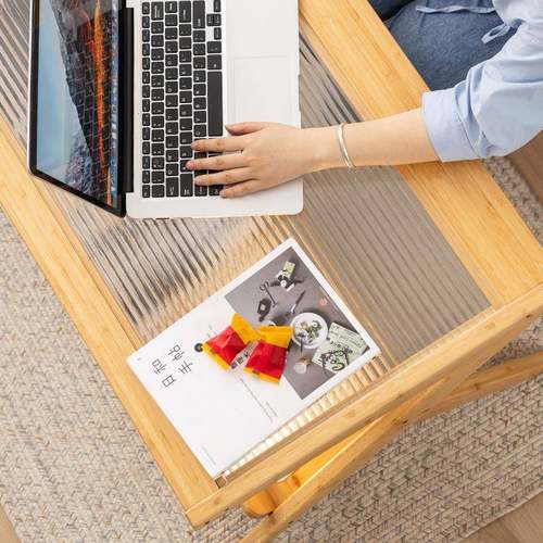 玻璃茶几客日式原木风编茶桌用小户型厅长方形简约茶藤几NGW桌新 - 图1