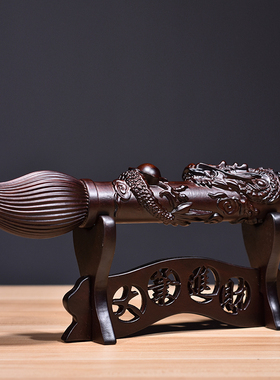 黑檀实木b雕刻文昌笔摆件大笔进财红木家居店铺装饰工艺品开业送