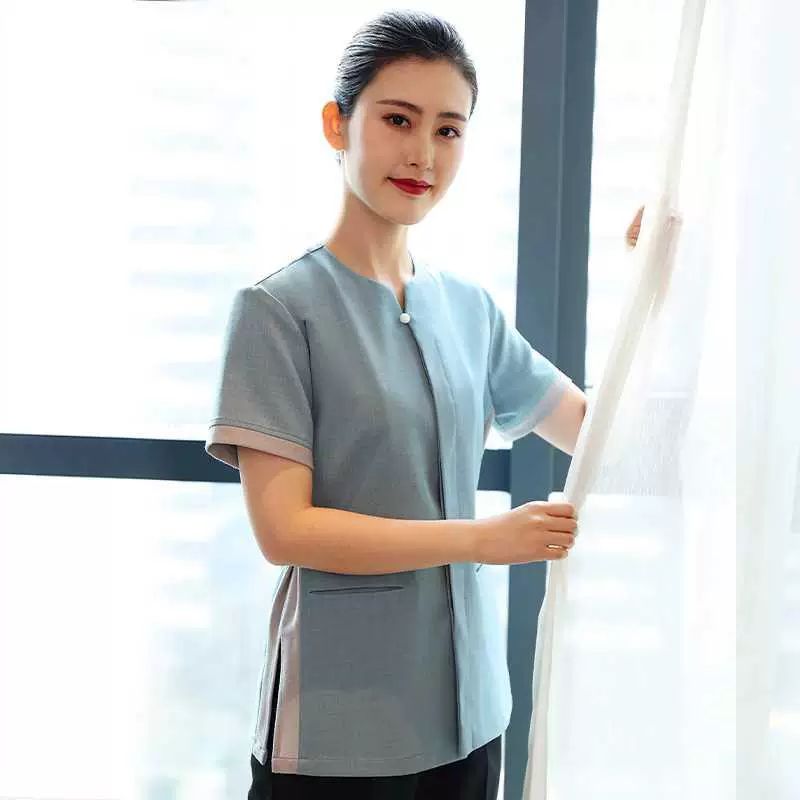 衣研堂 酒店清洁工作服 女式 短袖 酒店客房服务员 服装 民宿 清洁 阿姨 夏季服装