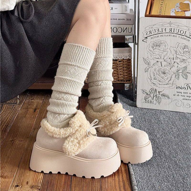 2026冬新款小个子增高蝴蝶结棉鞋加绒保暖毛绒雪地厚底全包勃肯鞋,淘宝优惠券,粉丝福利购,淘宝优惠卷