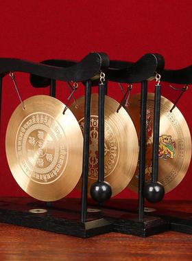 四瑞铜锣摆件招财四神兽六字真言铜锣鼓平安健康客厅化五黄装饰