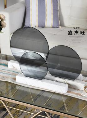 轻奢大理石摆件工艺品欧式简约现代样板间玄关书房电视柜茶几台面