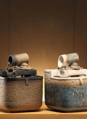 现代简约小型流水摆件创意水晶球招财办公室桌面客厅玄关书房装饰