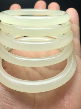 速发仿和田玉乳化玻璃手镯小圆条美人镯玻璃镯子外蒙料抗摔送士首