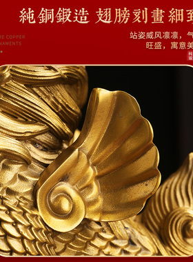 热销铜麒麟摆件一对踩八卦纯铜家用财富麒麟办公室客厅家居装饰工