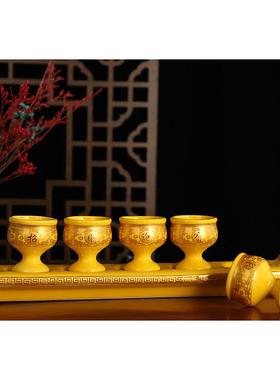 陶瓷财神供杯供佛杯仙家杯供佛酒杯关公招财进宝供杯五连贡杯包邮