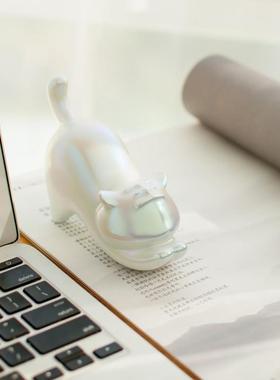 陶瓷招财老虎桌面摆件 办公室玄关家居装饰品 创意生肖虎生日礼物