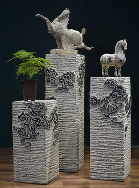 仿古落地a摆件中式庭院花园户外盆景架客厅小院子仿石柱室外花架