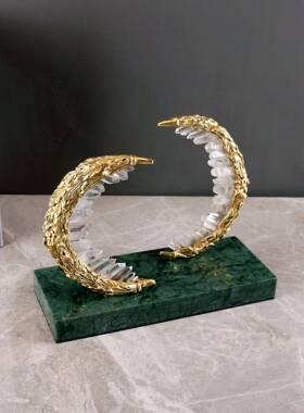 轻奢白色水晶石金色麦穗家居摆件客厅卧室玄关酒柜桌面水晶装饰品