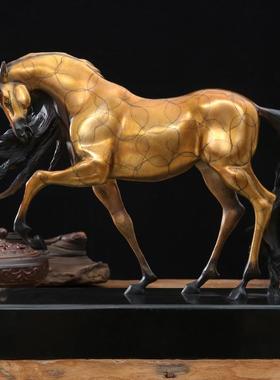 黄铜马摆件青铜生肖马工艺品摆件办室书房玄关电视柜桌面装饰铜制