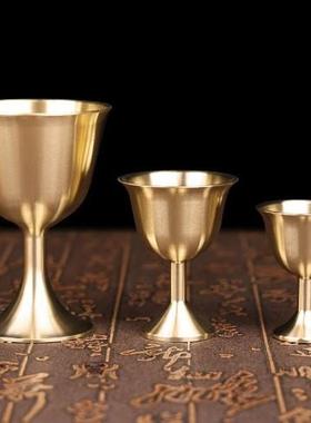 中式黄铜酒杯酒盅佛堂供奉酒杯供酒供水法器供财神观音供杯铜杯子