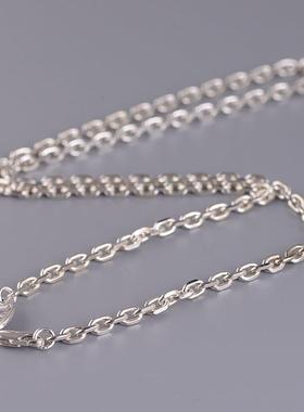 网红- 925银复古泰银链条 龙虾扣0字链 男女时尚搭配银项链