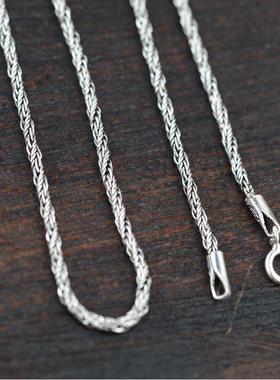 网红-925纯银项链复古做旧工艺简约中式麻绳链个性设计女款链子