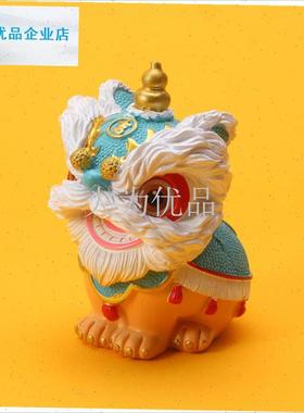 中式国潮风招财进宝醒狮摆件茶宠汽H车桌面装饰可爱家居送礼.