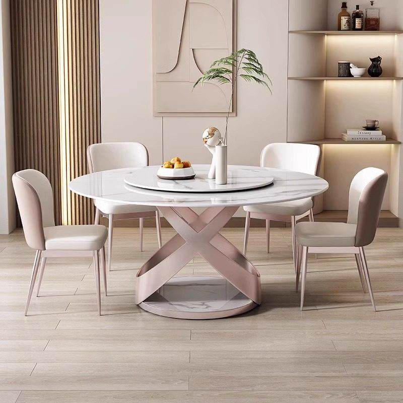意式极简岩板餐桌椅组合小户型家用圆形可旋转吃饭桌子,淘宝优惠券,粉丝福利购,淘宝优惠卷