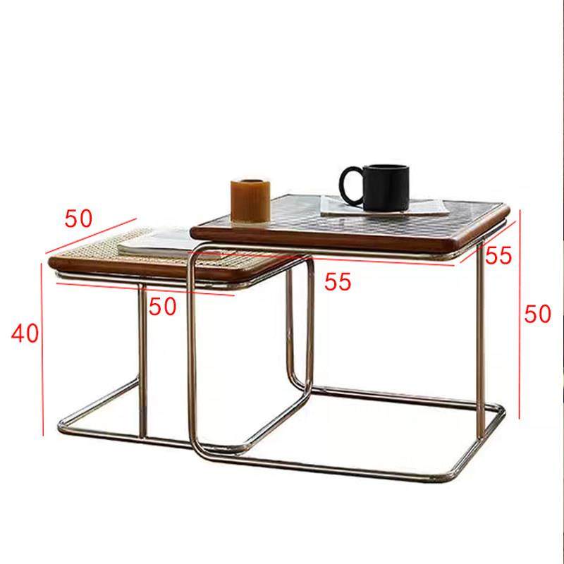 中古茶几客厅家用小户型边几组合轻奢复古网红藤编玻璃不锈钢ins,淘宝优惠券,粉丝福利购,淘宝优惠卷