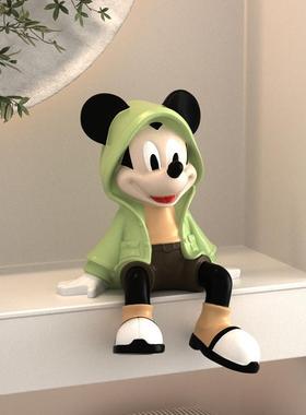 卡通风衣米奇摆件网红客厅玄关电视柜坐姿米老鼠公仔儿童房装饰品