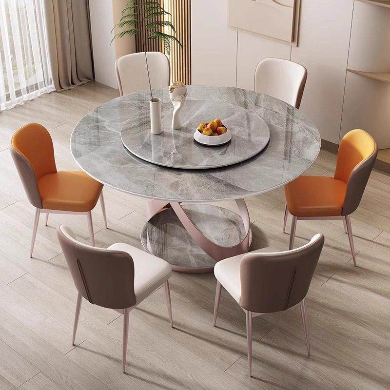 意式极简岩板餐桌椅组合小户型家用圆形可旋转吃饭桌子,淘宝优惠券,粉丝福利购,淘宝优惠卷
