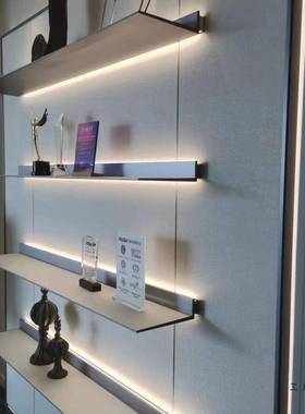 铝合金层板发光LLD置物F96TTHS8架收纳壁挂墙展示型书搁板E架带灯