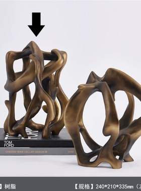 现代轻奢a软装创意造型样板间售楼处客厅电视柜桌面金色摆件装饰