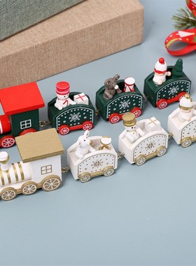 圣诞创意木质彩绘小火车商t场店铺橱窗桌面装饰摆件圣诞节儿童礼