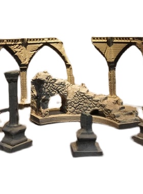 冬官手作 水泥鱼缸造景摆件装饰品苔藓盆微景观废墟建Z筑物景观石