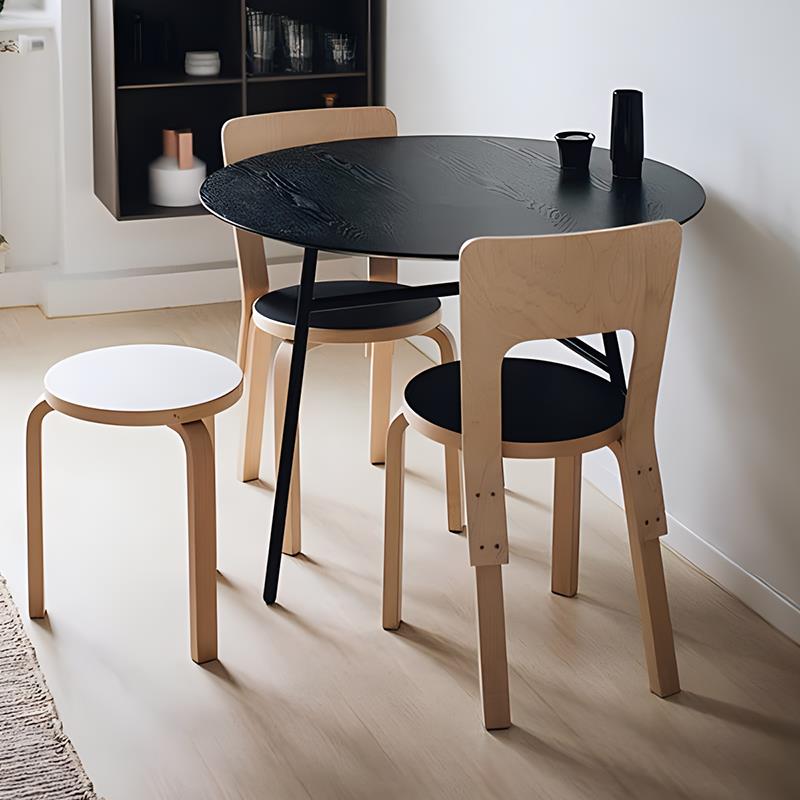 北欧artek平替实木中古家用靠背餐椅现代简约网红ins风设计师椅子 - 图2