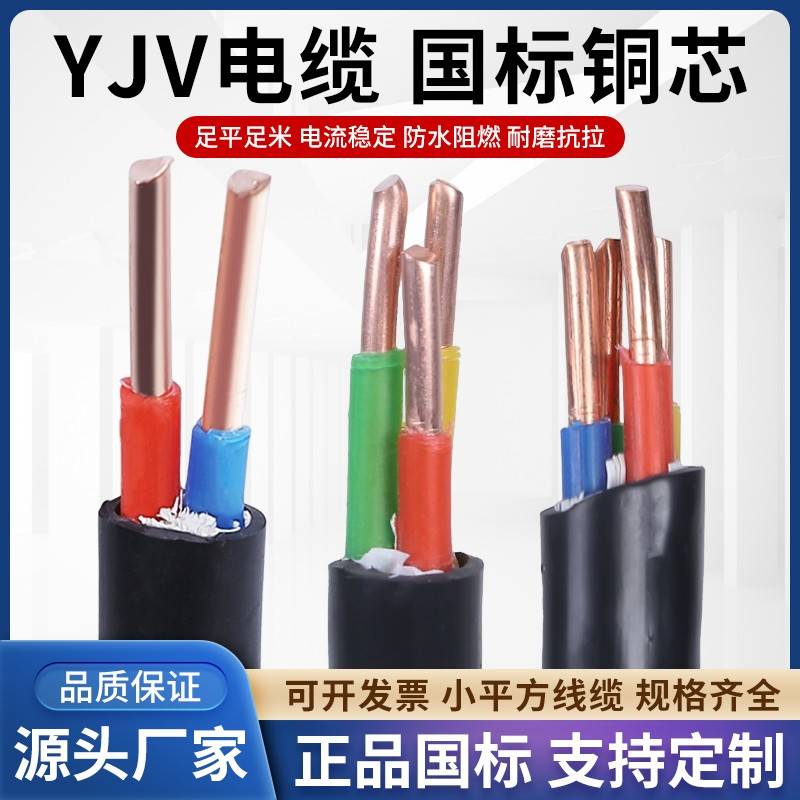 国标铜芯阻燃YJV电缆线3/4/5芯x2.5/4/6/10平方三相四线户外电线 - 图2