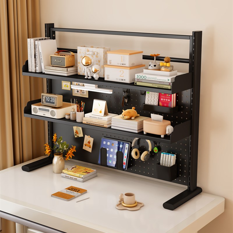 Desktop hole board storage rack full iron frame layer board adjustable height O no punching children's vertical storage