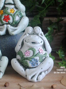 热销美式欧式田园红陶复古做旧可爱三不青蛙花园阳台庭院装饰品小