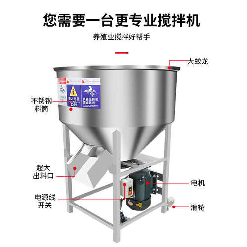 热销饲料搅拌机不锈钢饲料拌药机大小型家用养殖设备拌料机拌种机 - 图1